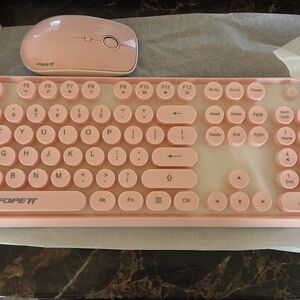 Pink Wireless Keyboard and Mouse Set